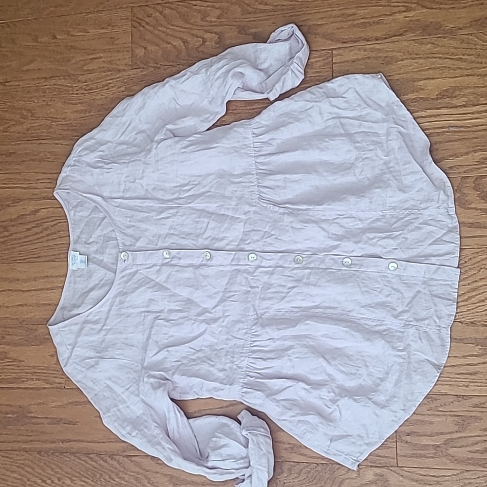 Sigrid Olsen Light Pink Button-Down Peplum Shirt